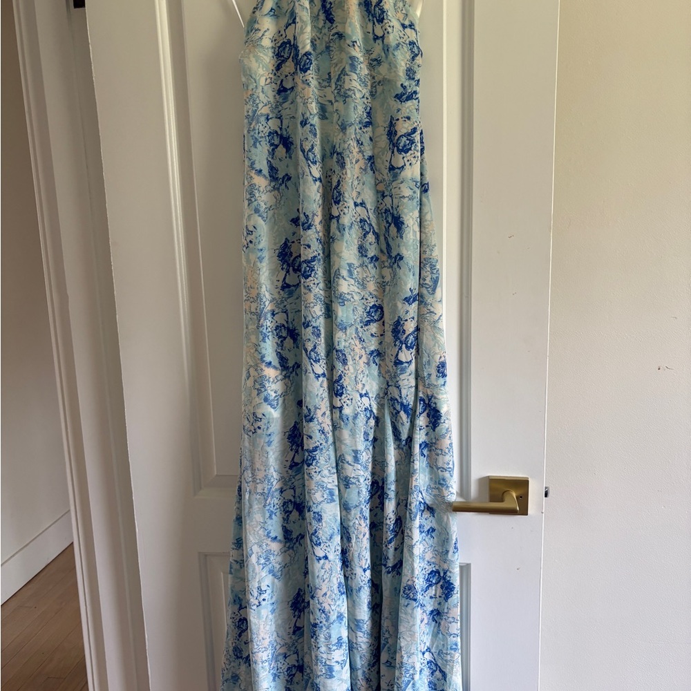 Sugarlips Light Blue and Navy Floral Maxi Dress